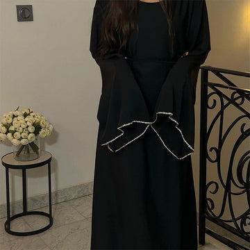 Fashion Loose Leek Solid Color Round Collar Waist-Purity Temperament Dress